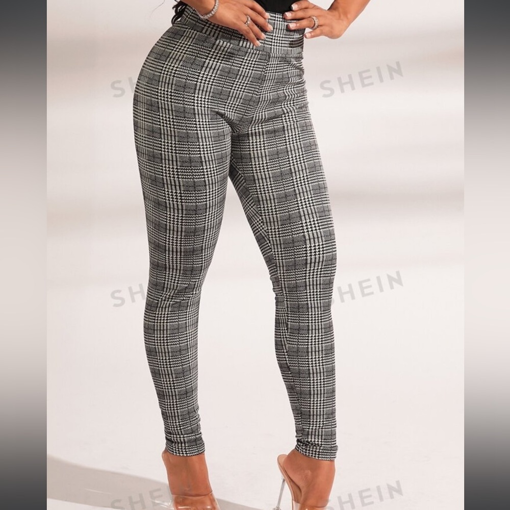 SHEIN SXY Plaid Print Wideband Waist Leggings